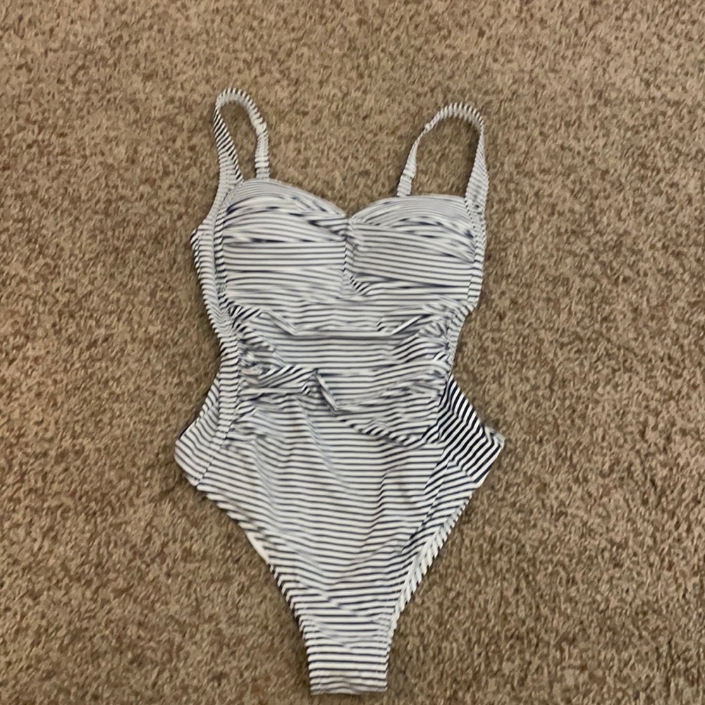 Once piece swim, x-small, navy/white stripes